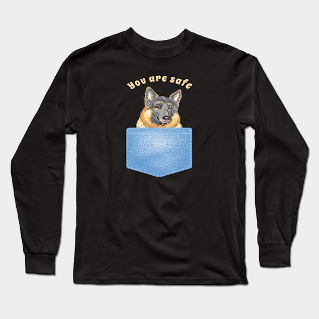 You are safe, dog in the pocket Long Sleeve T-Shirt by Sniffist Gang